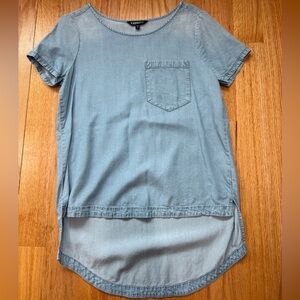 Express Light Blue “Denim” Top with Chest Pocket Size Small